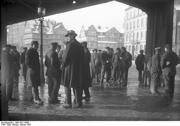 Unemployed Dock Workers in the Hamburg Harbor District (1931)